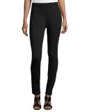 Melinda Double-Knit Skinny Pants, Black 