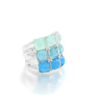 Rock Candy Three-Row Wide Colorblock Ring in Blue Star, Size 7