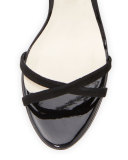 Chiara Butterfly Wing Ankle-Wrap Sandal, Black Iridescent