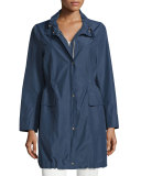 Polished Midi Drawstring Raincoat 