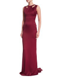 Sleeveless Cutout Satin Gown