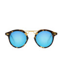 St. Louis Mirrored Round Sunglasses, Bengal Blue