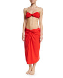 Front-Twist Sarong Skirt Coverup, Coral