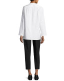 Lemi Split-Neck Long-Sleeve Top, White
