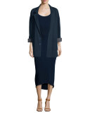 Elli Short-Sleeve Fitted Midi Dress, Indigo Knit Five