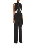 Casablanca Wrap Straight-Leg Trousers, Black