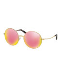 Mirrored Round Metal Sunglasses, Gold