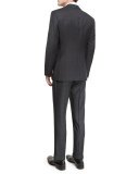 Taylor Plaid-Windowpane Wool Suit, Charcoal