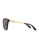 Ines Frame-Wrapped Sunglasses, Black