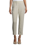 Organic Linen Straight-Leg Ankle Pants, Natural 