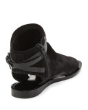 Thalia Slouchy Suede Cutout Sandal, Black