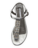 Ottolina Crystal T-Strap Sandal, Silver