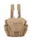 Mini Marti Nylon Backpack, Khaki/Nickel