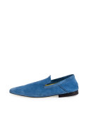 Andrea Suede Fold-Down Loafer, Aquamarine