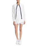 Side-Striped Training Skort, White/Navy