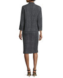 Eve Check Sleeveless Sheath Dress, Black