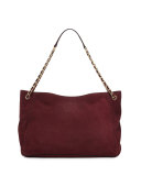 Marion Slouchy Suede Chain Tote Bag, Port