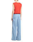 Dania Slouchy Crossover Top, Red