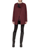 Embellished-Collar Cheetah-Print Blouse, Mangosteen/Black