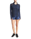 Studio Heathered Jacket W/Mesh Panels, Heather/Navy