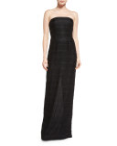 Strapless Lace Bustier Column Gown 