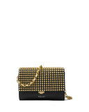 Yasmeen Small Studded Clutch Bag, Black/Gold