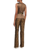 Medallion Wide-Leg Pants, Gold