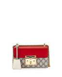 Padlock GG Supreme Small Shoulder Bag, Beige/Red