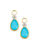 Provence Pear Turquoise Doublet Earring Charms with Diamonds