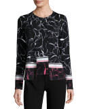Relief Floral-Print Knit Cardigan, Fantasy
