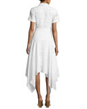 Eyelet Short-Sleeve Shirtdress, Orchid White