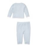 Cashmere Two-Piece Pajama Set, Blue, Size 3-12 Months