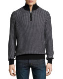 Textured Cashmere Quarter-Zip Sweater, Black/Derby Gray