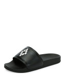 Giulia Leather Pool Slide Sandal, Black