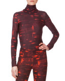 Detachable-Turtleneck Printed Top, Mangosteen