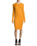 Ribbed Cold-Shoulder Sweaterdress, Sunset