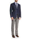 Check Three-Button Sport Coat, Navy/Gray