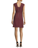 Charlie Sleeveless V-Neck Stretch Dress, Bordeaux
