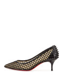 Guni Mesh Spike 55mm Red Sole Pump, Black