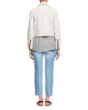 Judith Sleeveless Striped Tassel Top, Ecru