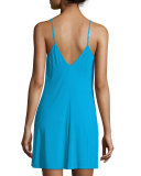 Feathers Chemise W/Lace Trim, Caribbean Blue 