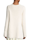 Selina Ribbed Crewneck Sweater, Neutral