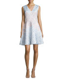 Sleeveless Ombre Fit-&-Flare Dress, Ivory/Multi