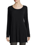 Silk Jersey Long-Sleeve Tunic