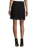 Car Wash Embellished Paneled Skirt, Black 