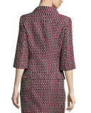 Check Matelassé 3/4-Sleeve Jacket, Navy/Multi
