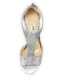 Lana Glitter T-Strap 100mm Sandal, Silver