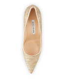 Newcio Pointed-Toe 70mm Pump, Natural