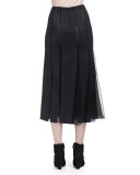 Pieced Chiffon-Paneled Midi Skirt