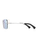 Metal Aviator Sunglasses W/Mirror Lenses